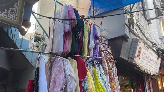 Vibrant Street Market Clothes Stall in Majnu Ka Tilla
