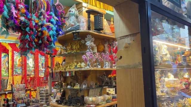 Colorful Tibetan Handicraft Shop Display in Lhasa Market