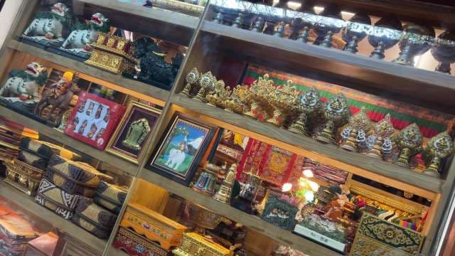 Traditional Tibetan Souvenirs and Handicrafts Displayed in Lhasa Shop