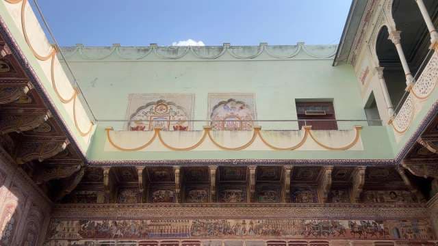 Exquisite Fresco Art and Architecture of Shekhawati Haveli Courtyard