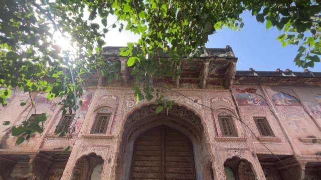 Ornate Heritage Haveli Entrance With Intricate Frescoes in Rajasthan