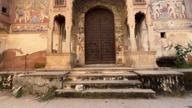 Ornate Historic Gateway of Shekhawati Haveli in Rajasthan