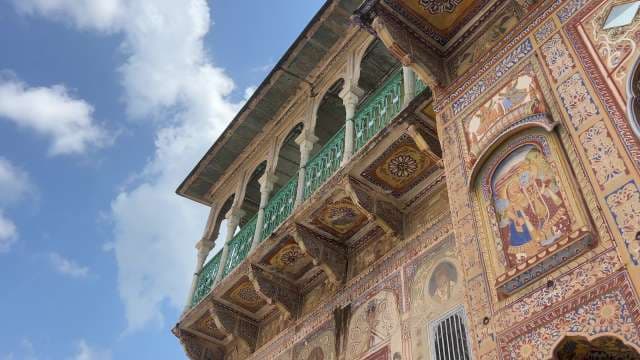 Ornate Haveli Facade With Intricate Frescoes in Rajasthan
