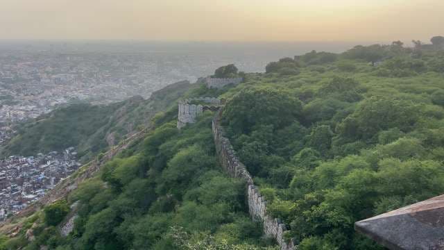 Sunset View Over Nahargarh Fort Walls and Jaipur City