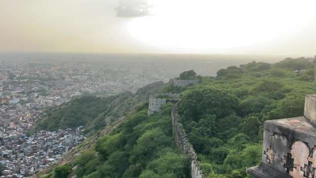 Sunset Over Nahargarh Fort Wall in Jaipur, India