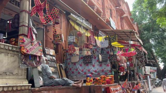 Colorful Handicraft Market Stalls in Jaipur's Pink City
