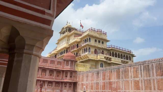 Majestic City Palace of Jaipur Under Blue Skies