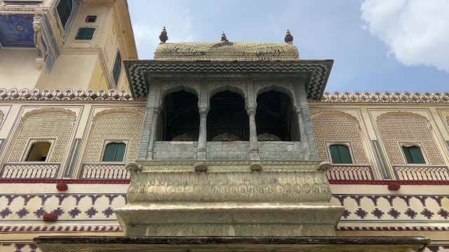 Intricate Stone Pavilion at Amer Fort Jaipur