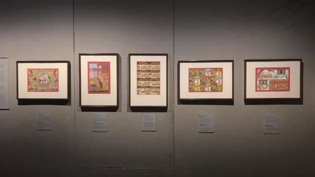 Colorful Traditional Artworks Displayed in Gallery Exhibition