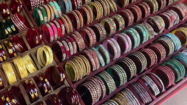 Vibrant Indian Bangles Displayed at Local Market