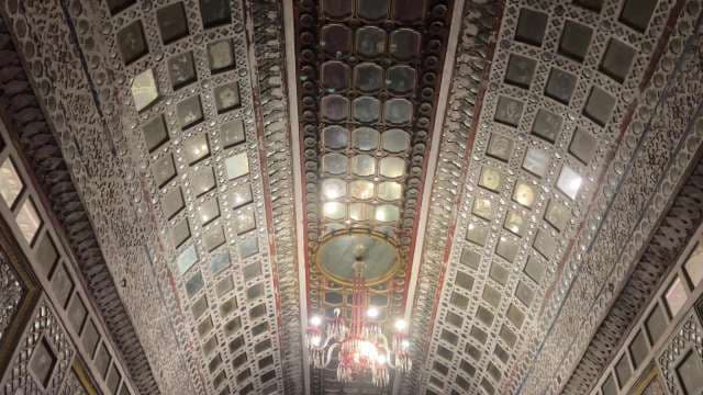 Stunning Mirror Mosaic Ceiling With Chandelier in Historic Palace