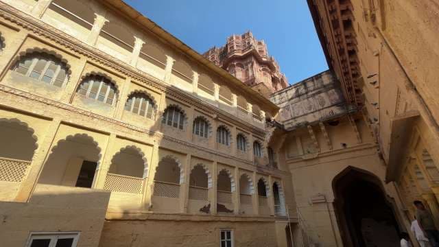 Inside Mehrangarh Fort: Historic Courtyard and Architecture in Jodhpur