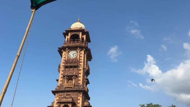 Majestic Ghanta Ghar Clock Tower Against Clear Blue Sky