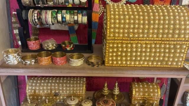 Traditional Indian Jewelry Boxes and Colorful Bangles Display