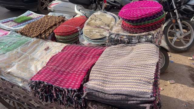 Colorful Handwoven Rugs and Mats for Sale at Street Market