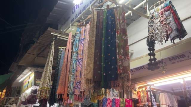 Colorful Indian Scarves Displayed at Jaipur Street Market