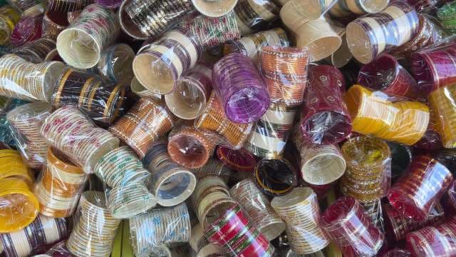 Vibrant Collection of Colorful Indian Bangles Displayed for Sale