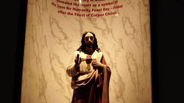 Sacred Heart of Jesus Statue in Marble Sanctuary