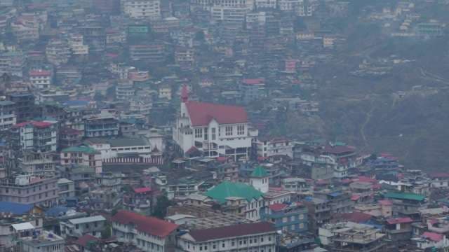 Aerial View of Kohima City With Iconic Cathedral