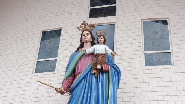 Majestic Statue of Mary Help of Christians at Church
