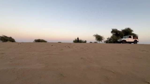 Desert Adventure With Jeep at Sunset
