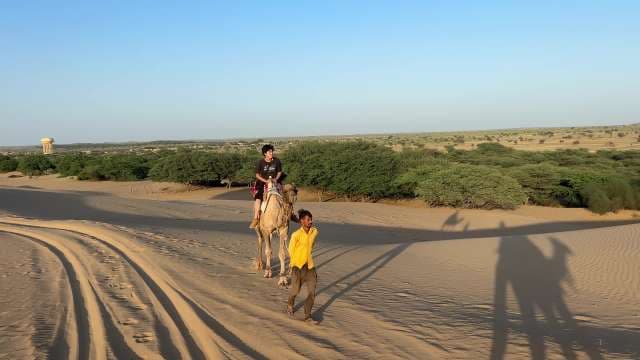 Camel Ride Adventure in Thar Desert at Sunset