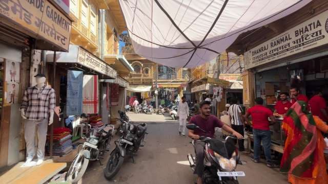Bustling Indian Bazaar Life in Jaisalmer Market Street