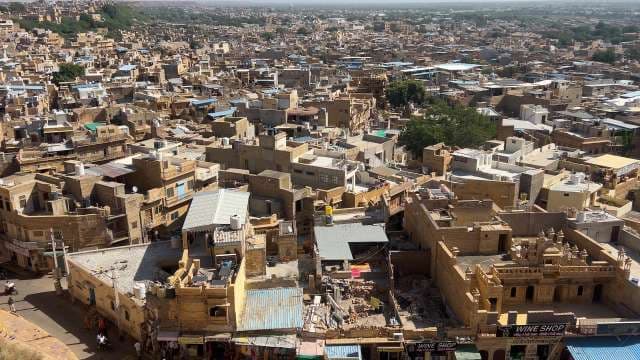 Aerial View of Jaisalmer's Golden Cityscape in Rajasthan