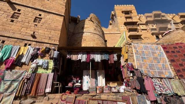 Colorful Market Stalls at Historic Jaisalmer Fort