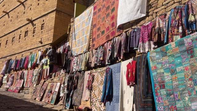 Vibrant Textile Market at Jaisalmer Fort, Rajasthan