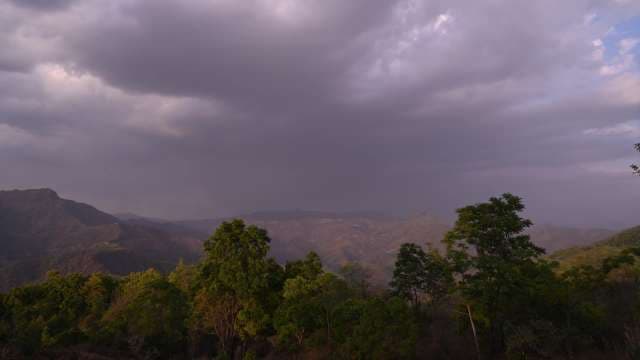 Moody Mountain Landscape Under Dramatic Evening Skies Timelapse