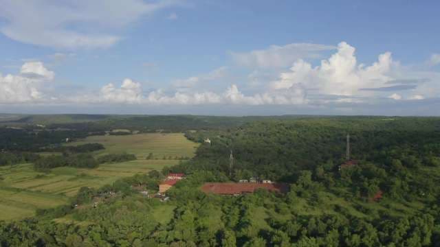 Aerial View of Lush Green Countryside and Farmland