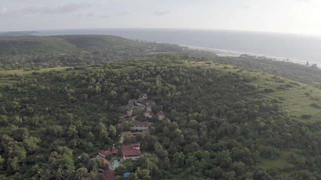 Aerial View of Coastal Forest and Secluded Village