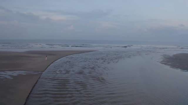 Serene Morning Walk on a Tranquil Beach Shore