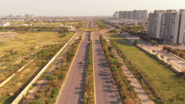 Aerial View of Modern City Roads and Residential Towers
