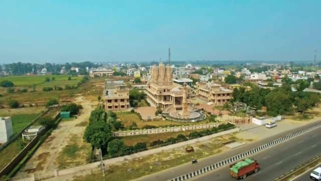 Aerial View of Majestic Hindu Temple in Indian City