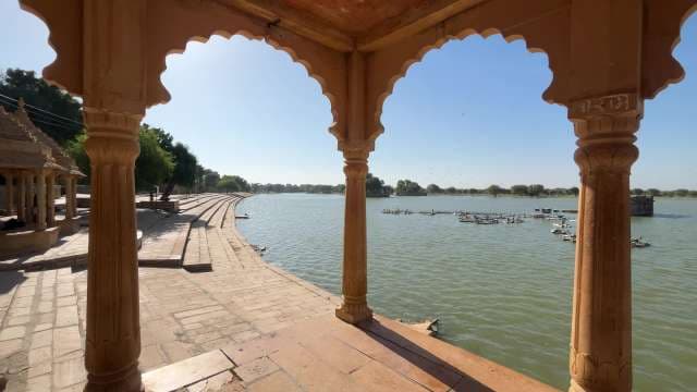 Scenic View of Historic Gadi Sagar Lake in Jaisalmer
