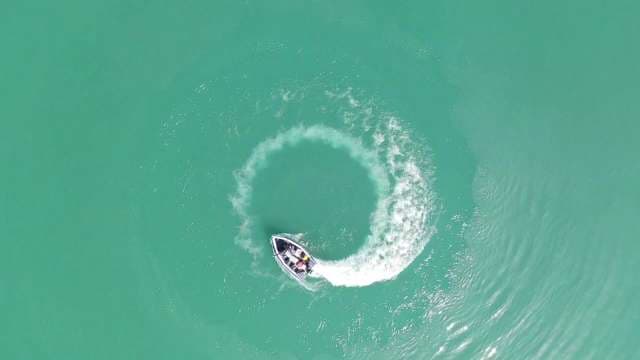Jet Ski Making Perfect Circle on Turquoise Water at Tehri Garhwal