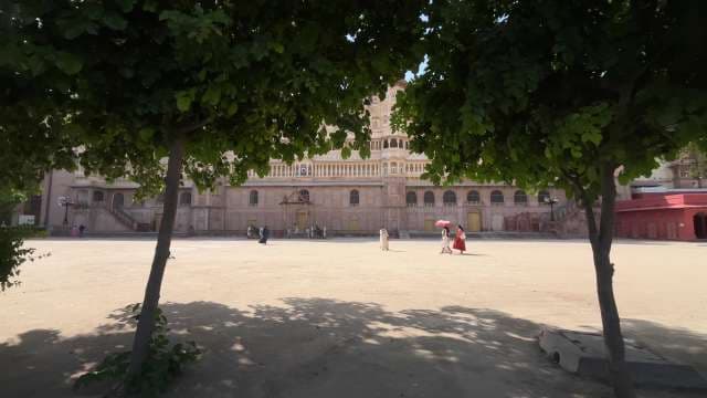 Tourists Explore Majestic Junagarh Fort Courtyard in Bikaner
