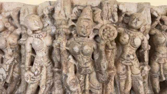 Ancient Indian Stone Sculpture Depicting Female Deities