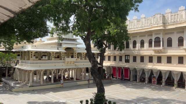 Majestic Courtyard of Udaipur City Palace in Rajasthan