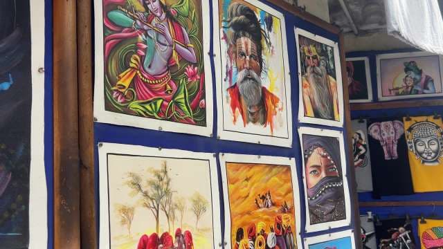 Vibrant Indian Artworks Displayed at Local Street Market