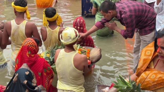 Hindu Devotees Celebrate Chhath Puja Festival in River Rituals