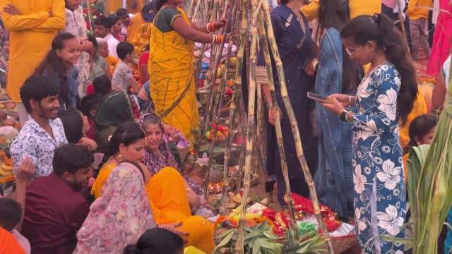 Chhath Puja Rituals at Riverbank in Bihar