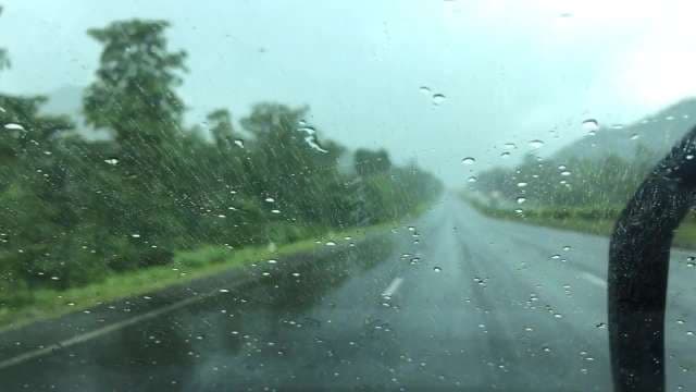 Rainy Highway Drive: Safe Driving in Stormy Weather