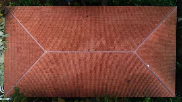 Aerial View of Red Terracotta Clay Tile Roof