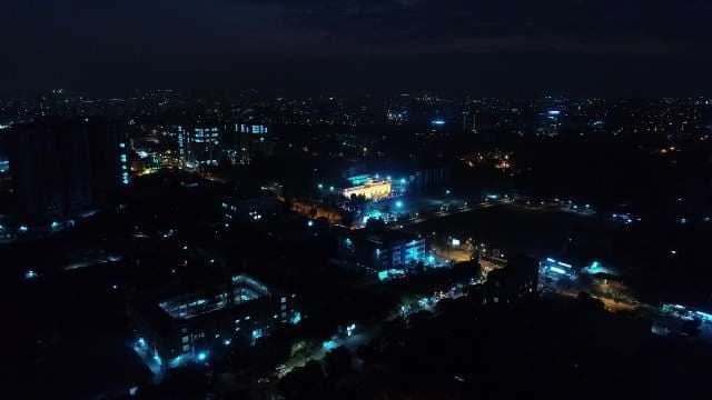Aerial Night City Lights - Drone Cityscape Footage