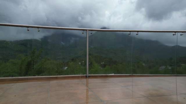 Modern Glass Balcony Railing with Mountain View