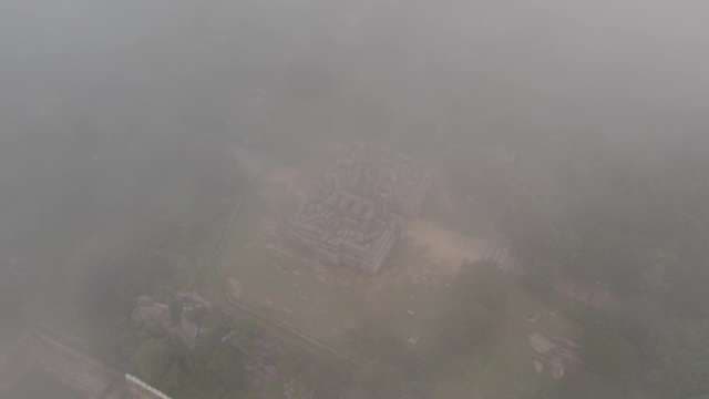Mystical Cheluvanarayana Swamy Temple Emerging Through Dense Morning Fog