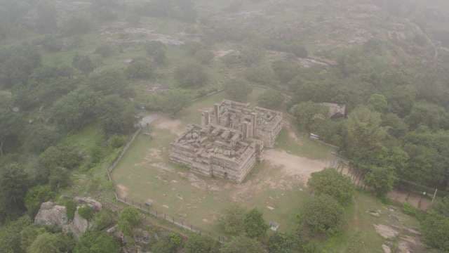 Ancient Indian Temple Aerial View: Historical Archaeological Site